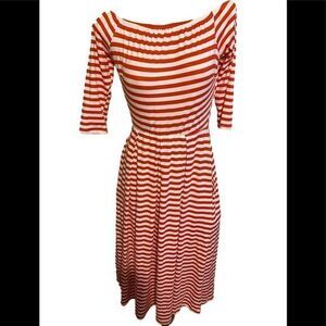 AJ Amelia James Striped Dress - S red /white striped, polyester spandex